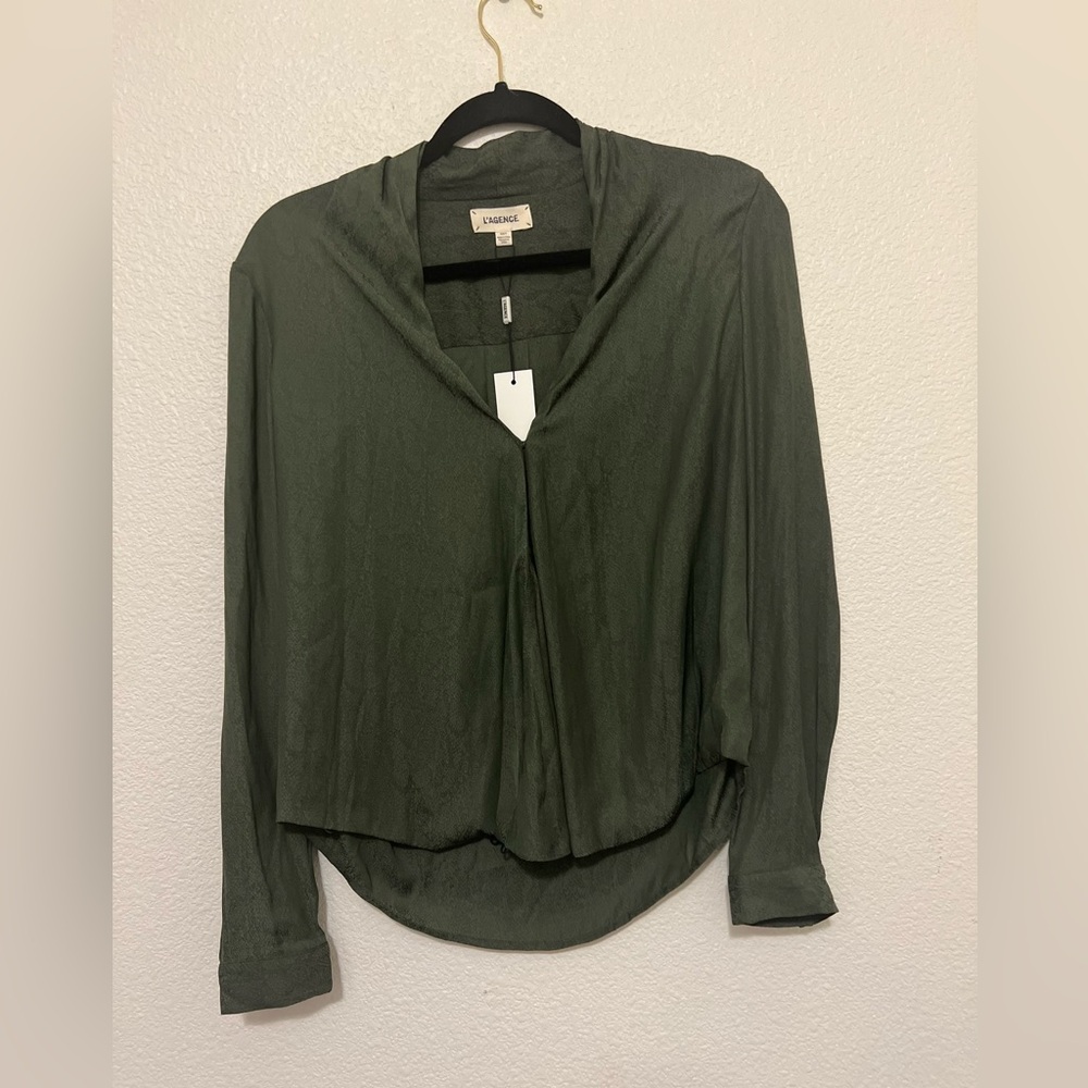 L'Agence Dark Green snake print Women's Top XS